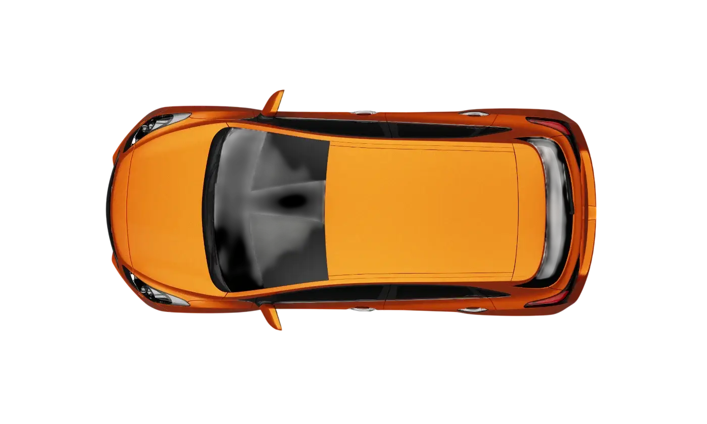 Orange car top view